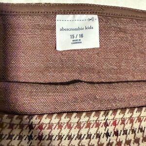 Abercrombie Kids Tan and Red Houndstooth Dress